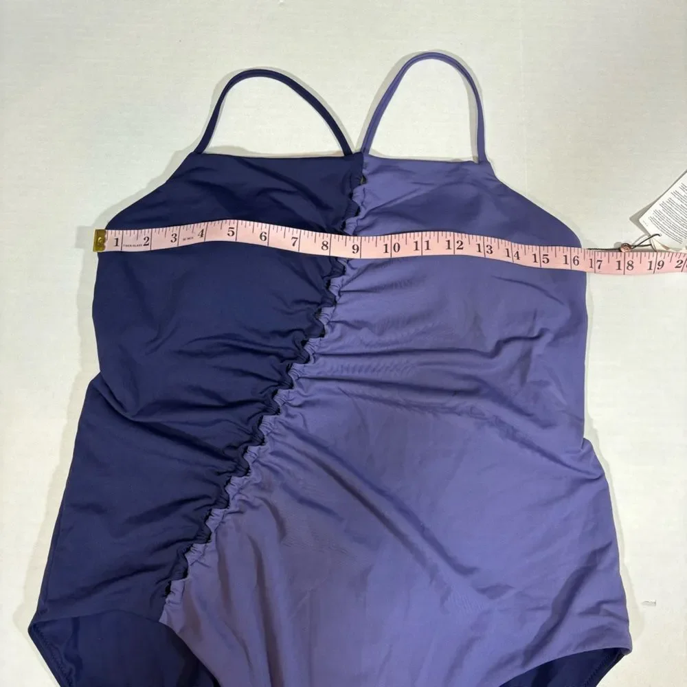 CALIA Women's Looped Apron Neck One Piece NEW with tag Storm Haze Size 16 Swim